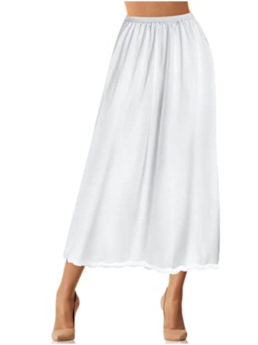 Satin Half Slip Lace Long Underskirt Slips for Dresses A-Line